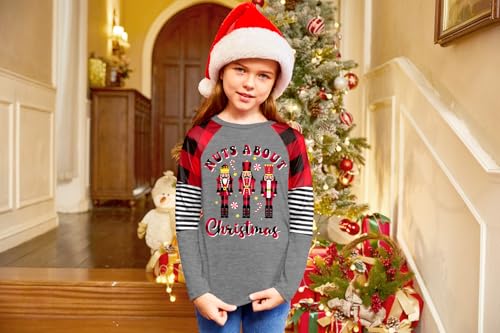 Image of BesserBay Girls Christmas Raglan Shirt Casual Leopard Stripe Patchwork Tunic Top 4-14 Years