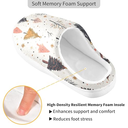 JUNZAN Christmas Trees Snowflakes Mens Home Cotton Slipper Soft Memory Foam Indoor Shoes for Travel Funny Presents 6-72