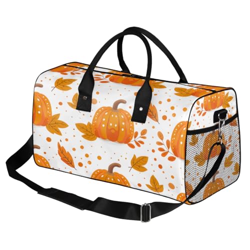 Halloween Travel Duffle Bag for Women Men Foldable Waterproof Weekender Bag Carry on Tote for Overnight Sports Gym Orange Fall Pumpkin2