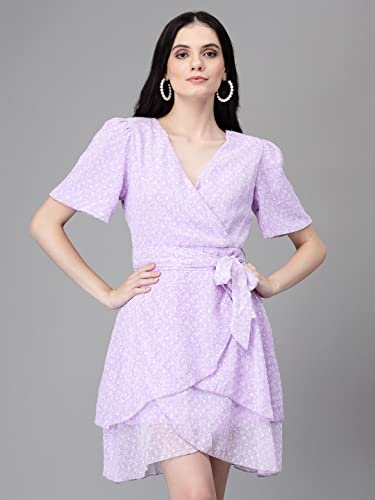 Image of Global Republic Floral Print Cotton V-Neck Half Sleeve Dress for Women