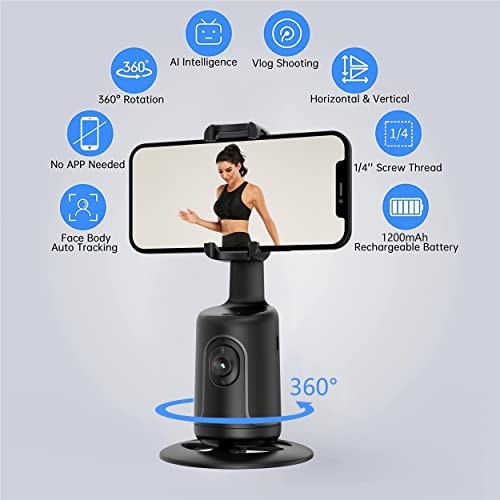 Auto Face Tracking Tripod, 360° Rotation Body Phone Camera Mount Smart Shooting Holder with Remote Selfie Stick, No App, Gesture Control, for Vlog, Tiktok by Rupital - Used condition - Image 6