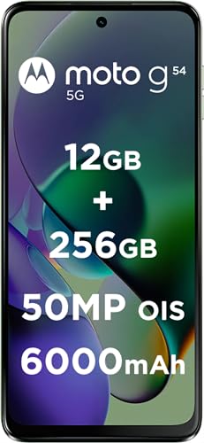 Image of Motorola G54 5G (Mint Green, 12GB RAM, 256GB Storage) | MediaTek Dimensity 7020 Processor | 6000mAh Battery with 30W Turbocharging | 50 MP OIS Camera with UltraPixel Technology | 6000 mAh Battery