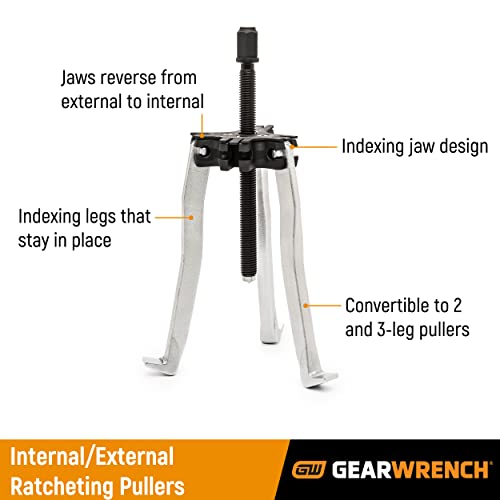 GEARWRENCH 2 or 3 Jaw Internal/External Ratcheting Puller Set, 2 and 5 Ton - 3627 by GEARWRENCH - Image 2
