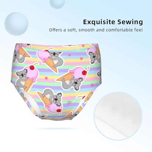 Koala Bears With Ice Cream On Striped Girls' Underwear Soft Cotton Little Girls Panties Comfort Briefs3