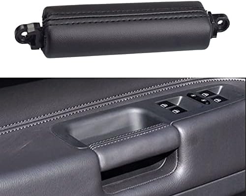 Front Left Driver Interior Door Pull Handle Leather for VW Touareg 2003-2010 (Black)