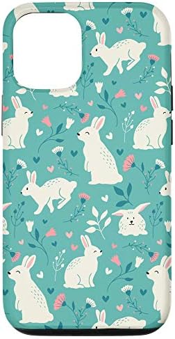 iPhone 12/12 Pro Easter Pattern Bunny Pastel Flowers Easter Case