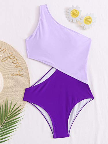 Sweatyrocks Women's Bathing Suits One Shoulder Cutout One Piece Swimsuit Swimwear Monokini Purple Small. #TOP4