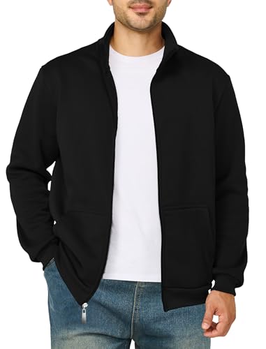 Men's Fleece Jacket Casual Zip up Lightweight Sweatshirts Athletic Outdoor Sweater Jackets with Pockets
