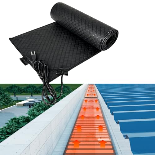 IBOWZ Roof and Gutter Deicing Kit - Heated Snow Melting Mats, Electric Heating Melts Ice and Snow Mats to Prevent Dams/Roof Leaks, Non Slip PVC Heated for Winter Outdoor Stairs