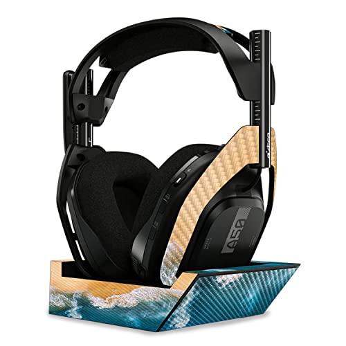 Image of MightySkins Carbon Fiber Skin Compatible with Astro A50 Wireless Headphones + Base Station (Gen 4) - Sea and Sand | Protective, Durable Textured Carbon Fiber Finish | Easy to Apply | Made in The USA