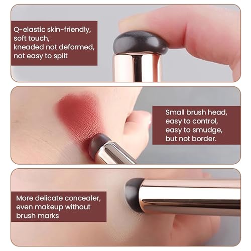 YECIRALA 2 pcs Ombre Silicone Nail Brush Tools Reusable Silicone Nail Chrome Applicator Pink And Black Nail Art Silicone Brushes Lip Brush For Ombre Gel Nails French Nail Art Designs Stamper Tools - Image 4