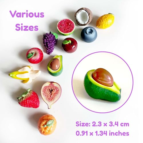 Set de 12 imanes de frutas 3D realistas para refrigerador miniatura 3