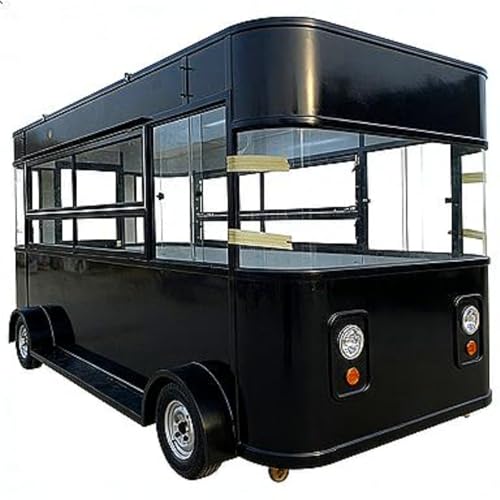 Food Truck Trailer for Sale, Catering Food Truck with Stainless Steel Worktops – Mobile Kitchen Trailer with Water Tanks & Electric System for Fast Food or Street Vending Business