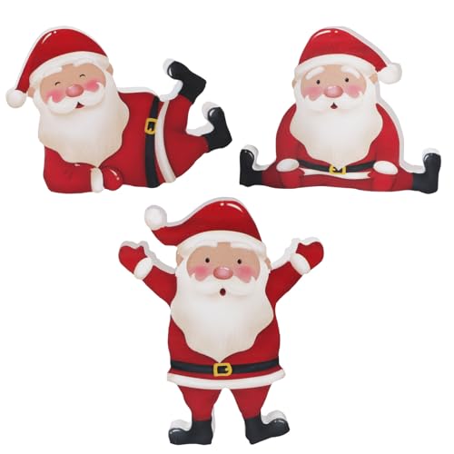 BETESSIN 3 Piezas Decoración Mesa Madera de Navidad, Adorno Papá Noel de Navidad, Decoración Papá Noel de 3 Estilos, Adorno de Mesa Escaparate Hogar para Fiesta de Navidad