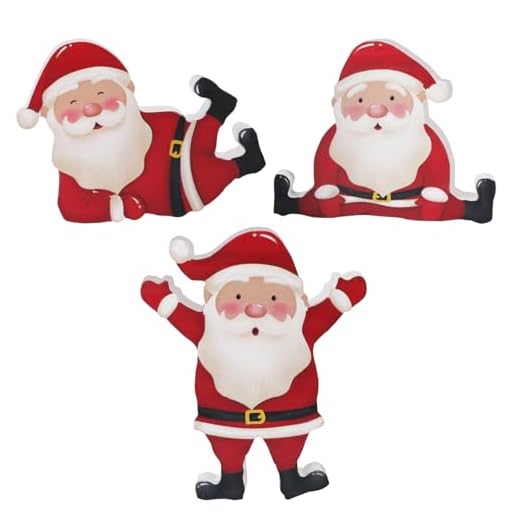 BETESSIN 3Pcs Décoration Table Noël en Bois Motif Père Noël Centre de Table