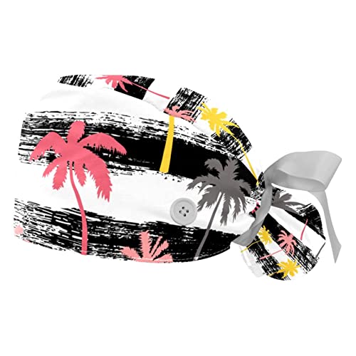 Chapeaux bouffants avec bandeau absorbant et motif d'arbre ajustable JDEZ