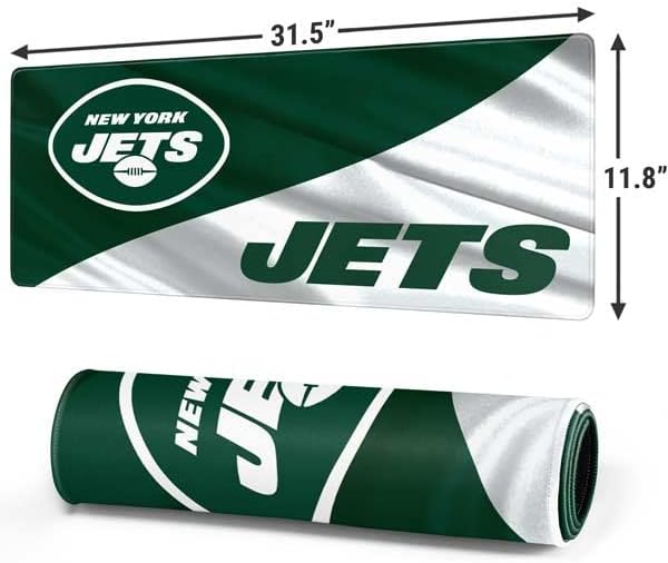 Skinit Large Gaming Mouse Pad - Officially Licensed New York Jets Design with Stitched Edges, Waterproof, Non-Slip Rubber Base, Desk Mat for Keyboard & Mouse, 31.5" x 11.8" inches
