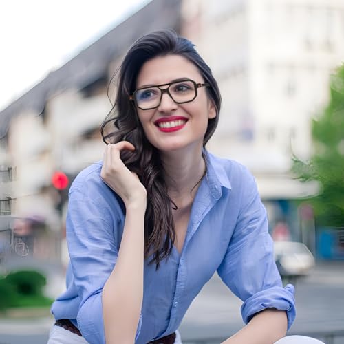 Image of FEISEDY Vintage Square Blue Light Blocking Reading Glasses Women Men B0090