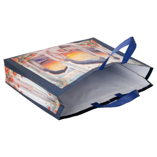 Image of Lavya Large Size Return Gift Bags | Reusable Non-Woven Metallic Laminated Matt Finish Carry Bags for Weddings, Traditional Gifting, Sarees, Sweets & Dry Fruit Boxes (Royal Sunset Wedding, L-16x14x4, Pack of 20)