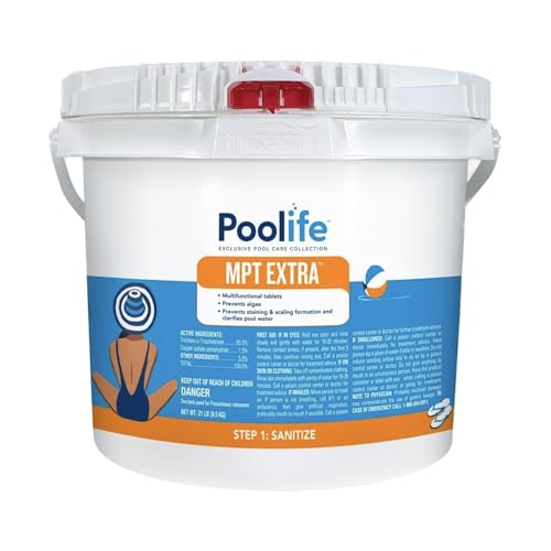 Poolife MPT Extra Pool Chlorine Tablets - Multi-Functional 3 inch Chlorine Tablets for Pool to Prevent Algae, Stains & Scaling & Clarifies Water, Extend Chlorine Life with Sun-Protected Pucks - 21 lb