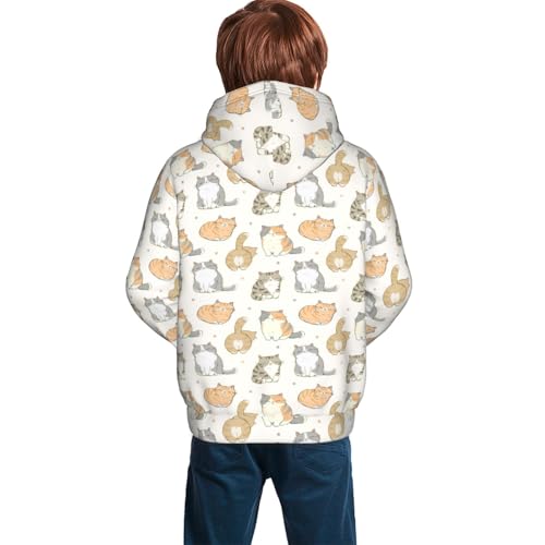 Hand Drawn Cute Cat Kid Hoodies Boys Sweatshirts Girls Pullover with Pocket4