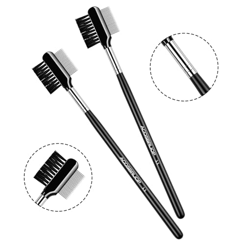 ACOSBRUOP Escova de sobrancelha e pente de cílios, separador de pente de cílios para remover grumos