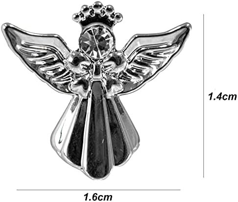 Guardian Angel Brooch, Angel Badge with Rhinestone for Men and Women, Gift with Inspirational Message, Lapel Pins-Silver-One Size-Unisex, Metal