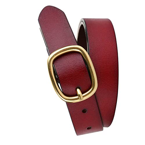 Cinto feminino com ilhós, cinto feminino firme de couro, acessórios estéticos, marrom vermelho 115 c