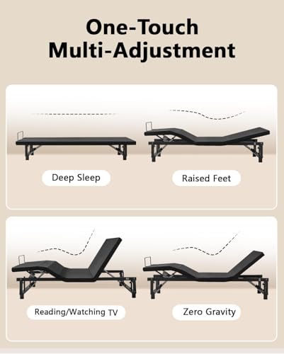 Image of Mixcous King Adjustable Bed Frame Heavy Duty 750 lbs - Zero Gravity Electric Base with Wireless Remote for Back Pain Relief, Head & Foot Incline, Easy Assembly