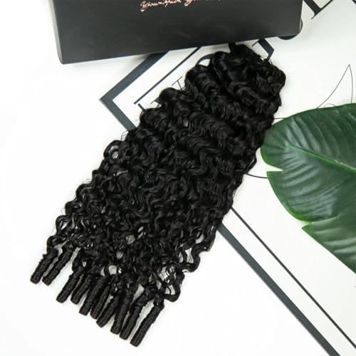 YWIGS Water Curly Human Crochet Hair Burmese Curly Invisible Crochet Human Hair Extensions 18" NC 100 Strands — view 6