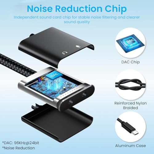 Image of Verilux USB C to 3.5mm Jack Audio Adapter, Headphone & Mic Splitter, USB-C Audio Splitter Dual 3.5mm Jack Aux Adapter for Gaming, Online Meeting, Calls