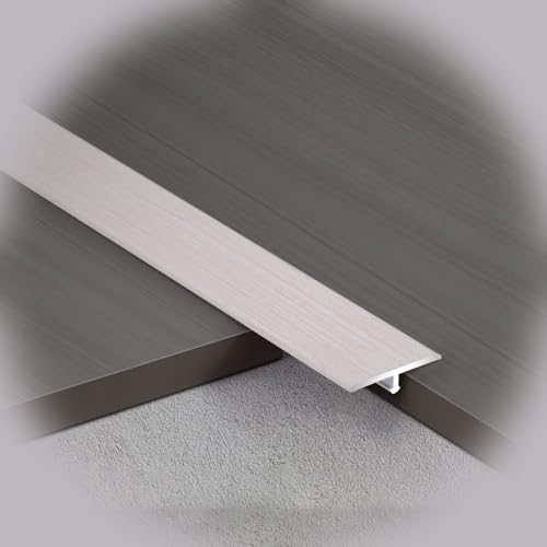 Aluminum T-Molding Floor Divider Strip - 25/40mm Flat Edging Trim for Doorways White Maple Wood Grain Perfect for Flooring Edges Transitions and Thresholds