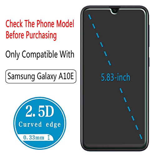 Hptech (2 Pack) Screen Protector For Samsung Galaxy A10E/Galaxy A10E Tempered Glass, 9H Hardness, Anti Scratch, Bubble Free #TOP2