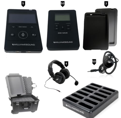 Williams AV DWS INT 5 400 ALK 50-Person Portable Digi-Wave Interpretation System, Accommodate Five Presenters (4 Languages Plus Floor) and 50 Listeners