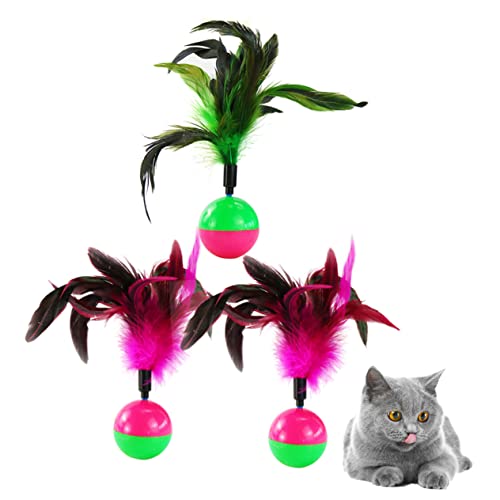 COSMEVIVI 3 個 子猫 トレーニング 遊び おもちゃ インタラクティブ 猫 おもちゃ 面白い 猫 おもちゃ ペット 猫 おもちゃ 猫 タンブラー おもちゃ 自動 猫 おもちゃ 羽 猫 おもち