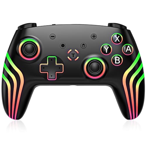 Controller Wireless per console Switch/Lite/OLED, Controllore di gioco con illuminazione RGB che Cambia Colore/Doppia Vibrazione/Giroscopio A 6 Assi/Risveglio, Joystick Dal Design Ergonomico