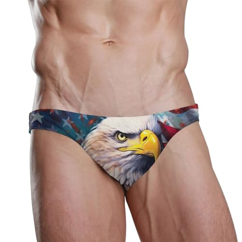 Men's American Bald Eagle 4th of July Independence Day Swim Briefs Bikini Swimsuit S 202a02812