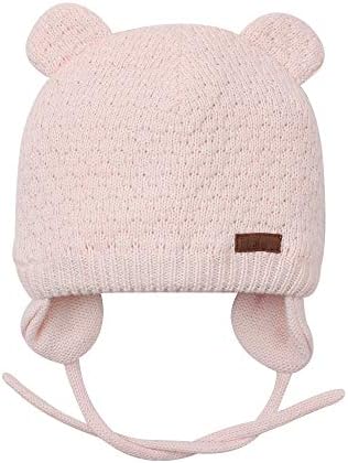 BAVST Baby Beanie Hat for Winter with Earfalp Cute Bear Kids Toddler Girls Boys Warm Knit Cap 0-2Years(Pink, S)