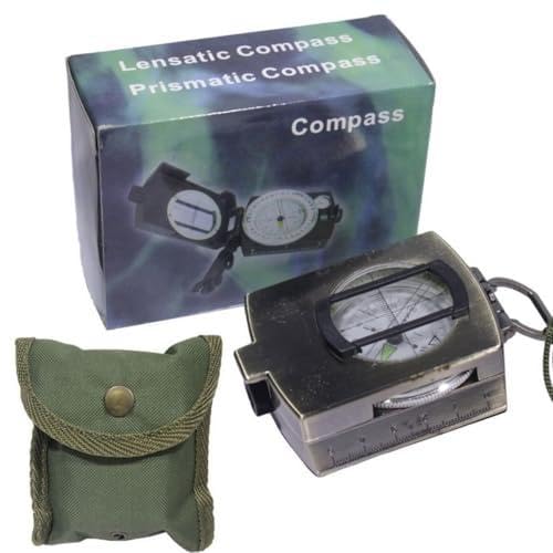 Military Lensatic Prismatic Compass with Canvas Pouch, Magnetic Navigation Tool, 4580-image-13