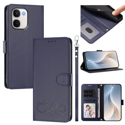�X�}�z�P�[�X �Ή��@�� for Vivo Y500i / Y31D / Y500S / iQOO Z11x / Y51 Pro / T5X �X�}�z�P�[�X�y�J�[�h�E�������[�X���b�g�t�� �E�H���b�g�f�U�C�� �t���b�v�X�^���h �����h�~�@�\�zBlue