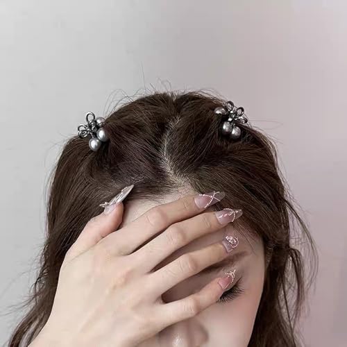 image for Agirlvct Small Hair Clips for Women,Cute Mini Pearl Claw Clips, Cherry