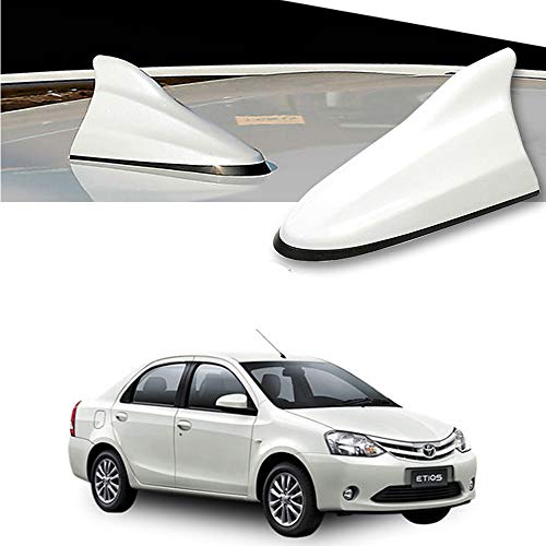 Image of Oshotto Car Shark Fin Roof Antenna Car Antenna Radio FM /AM Car Decorate Compatible with Toyota Etios - (White)
