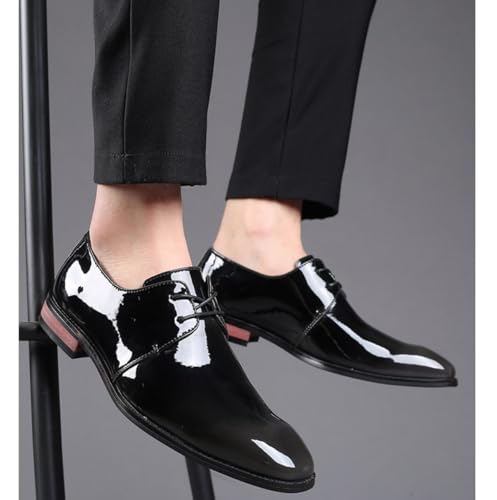 Men's Formal Shoes Lace Up Oxfords Dress Shoes Patent Leather Wingtip Wedding Business Derbys for Men3