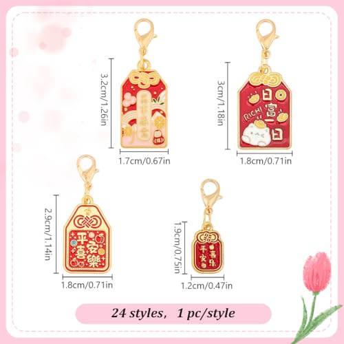 Breloque à clipser Omamori en émail avec fermoir mousqueton - 2