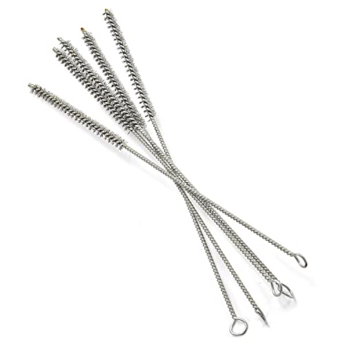 SUNCN チューブブラシ 金属ブラシ トルネード 金属製ハンドル スチールワイヤチューブ 直径0.8mm 長さ12cm 全長30cm(実測28CM) 5個入り サビ取り 掃除用品 清掃用ハンドツール 工業用 パイプ用