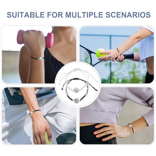 Mikinona 2 piezas Pulsera de Voleibol Chic Ajustable para Parejas Brazaletes Deportivos Unisex con Colgante Regalo para Fans y Jugadores de Unidades - imagen 3