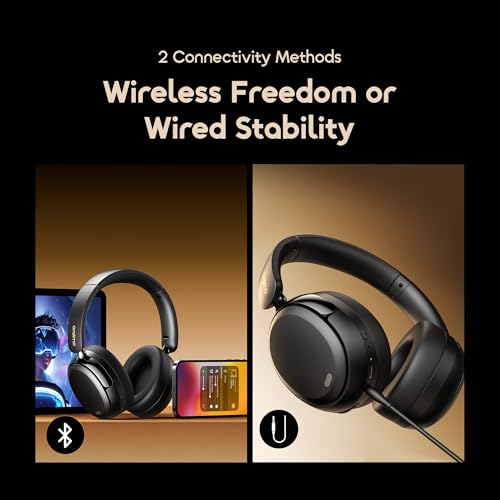 Image of Oraimo Bluetooth Headphones Active Noise Cancelling, 65H Playtime, 3 EQ Modes, Deep Bass, Bluetooth 5.4, Wireless Over-Ear Headphones with Microphone for Office Travel, Black | 360 Spatial Sound & Deep Bass, Waterproof ENC Dual-Mic Clear Calls, Bluetooth 5.4 & 3.5mm AUX Dual Model