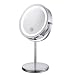 Lighted Makeup Mirror - 7" LED Vanity Mirror 10X Magnifying Double Sided Swivel Cosmetic Mirror Chrome Finish ALHAKIN
