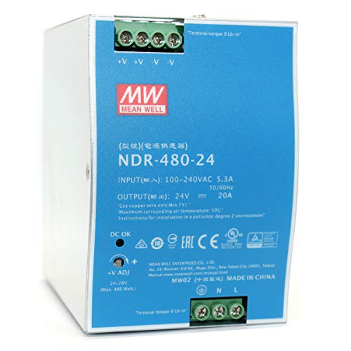 Mean Well NDR-480-24 480W 20A 24VDC Single Output AC to DC DIN Rail Power Supply (NDR Series Economical Model EMC EN55022 Class B) #1