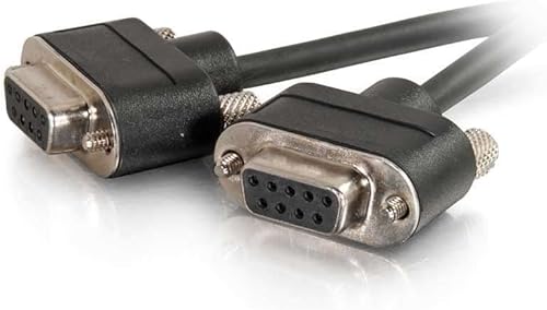 C2G Legrand - Cable de extensión de módem en pared, cable de módem nulo DB9 negro, cable de módem serie RS232 de 6 pies, cable de módem nulo hembra